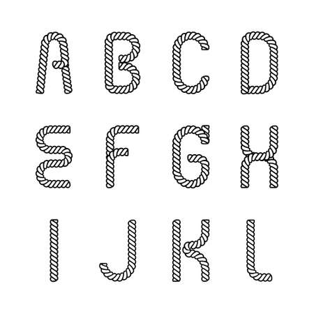 Rope alphabet modern style design vector fontのイラスト素材