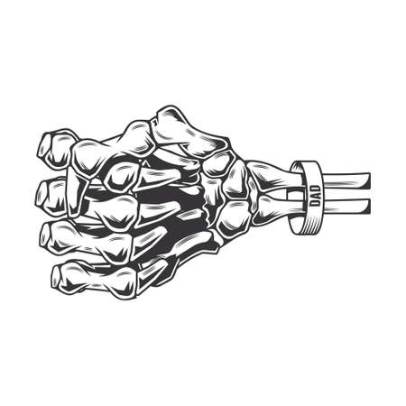 skeleton daddy hand fist bump line art vintage tattoo for Fathers Day.vector illustration.のイラスト素材