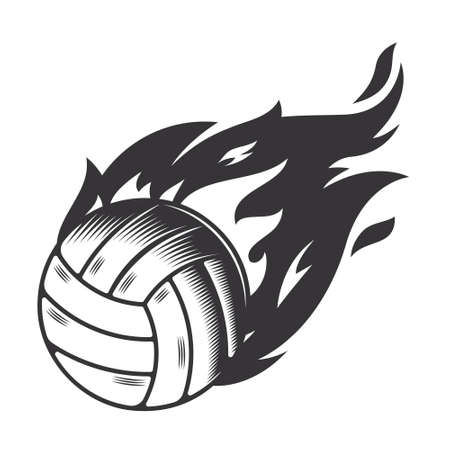 Hot volleyball fire  silhouette. volleyball graphic design   icons. vector illustration.のイラスト素材