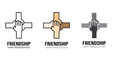 icons. concept hand of friendship and support signs.  Vector illustration