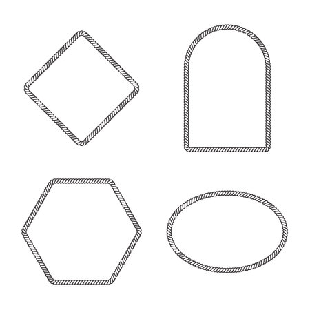 rope boarder circle pattern frame vector illustration setのイラスト素材
