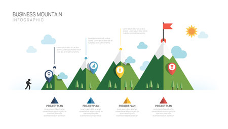 Infographic Business growth design template. Business Mountain concept with 4 stepsのイラスト素材