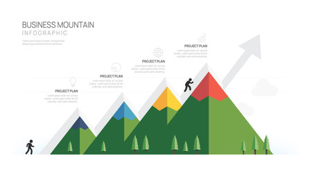 Infographic Business arrow growth design template. Business Mountain concept with 4 stepsのイラスト素材