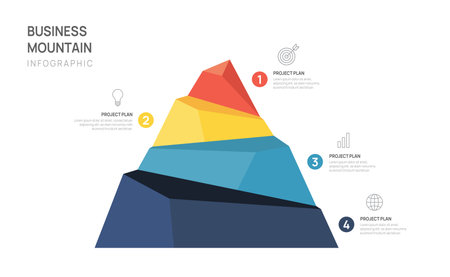 Infographic Business growth design template. Business Mountain concept with 4 stepsのイラスト素材