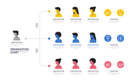 Infographic template for organization chart with business avatar icons. vector infographic for business.のイラスト素材