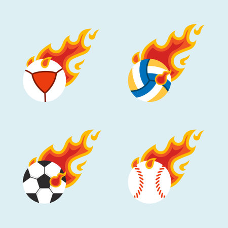 teq ball flying fire ball icon Design Vector, Emblem, Design Concept, Creative Symbol.のイラスト素材