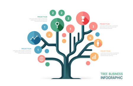 Infographic Tree Business growth design template. Eco Business Tree concept with steps. vector illustration.のイラスト素材