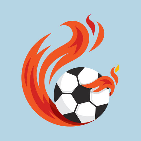 soccer ball flying fire ball icon Design Vector, Design Concept, Creative Symbol.のイラスト素材