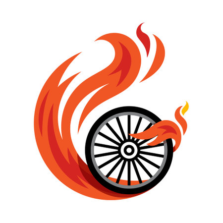 bike ball flying fire ball icon Design Vector, Design Concept, Creative Symbol.のイラスト素材