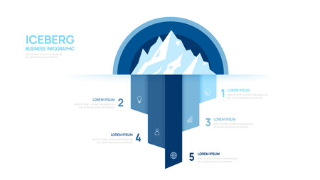Iceberg infographic template for business. Modern 5 steps to success, presentation vector infographics.のイラスト素材
