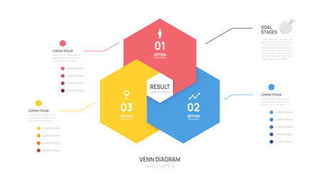 Venn diagram infographic chart template for business start up presentation with venn diagram elements vector illustration.のイラスト素材
