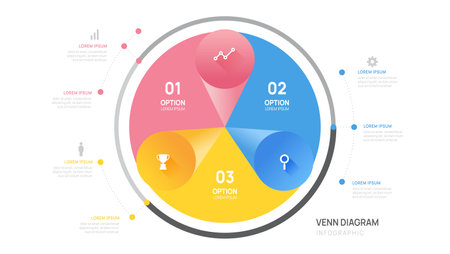 Infographic Venn diagram chart template for business presentation vector illustration.のイラスト素材