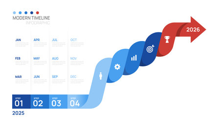 infographic arrow Business step timeline template. element timeline diagram calendar, vector infographics.のイラスト素材