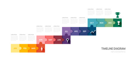 Infographic Timeline diagram calendar with gantt chart template for business. presentation vector infographic.のイラスト素材