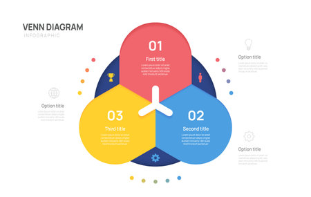Venn diagram infographic triangle chart template for business start up presentation with venn diagram elements vector illustration.のイラスト素材