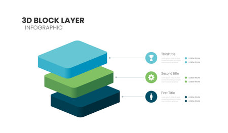 3d block layers business infographic template with 3 steps template.のイラスト素材