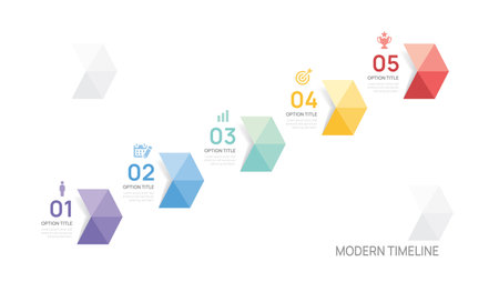 Infographics geometric arrow symbol timeline business 5 steps to success template.のイラスト素材