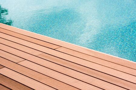 plank on swiming poolの写真素材