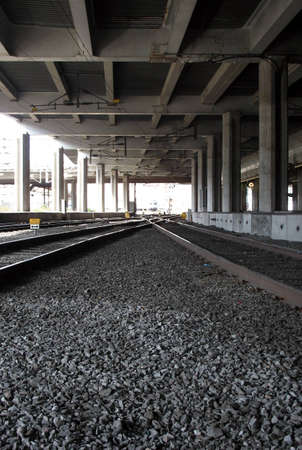 Railroad station with incoming crossing for the trains.