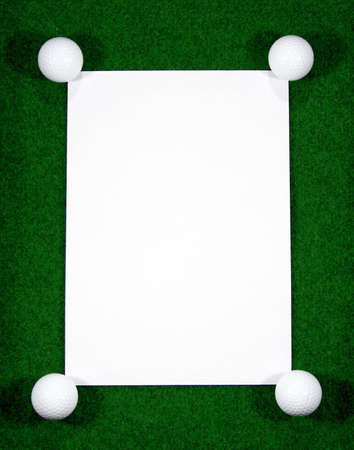 Golf note with white message area and golfballs.の写真素材