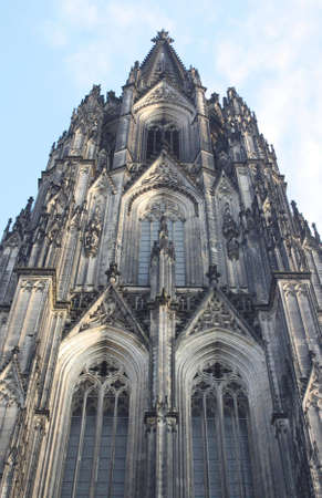 Old church with sky behind, the dome in Cologne, Germanyの写真素材