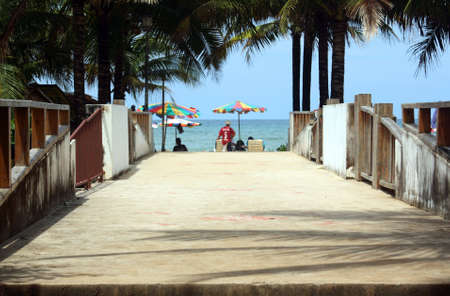 Ocean view across a bridge to the beach