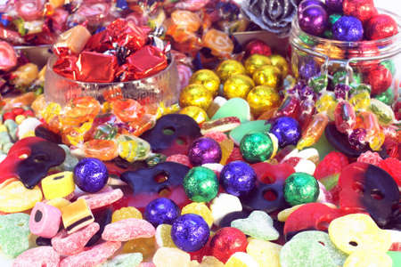 Candy of all sorts and variations with chocolate ballsのeditorial素材