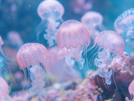 Colorful jellyfish in the aquarium. Underwater world. Marine life.の素材