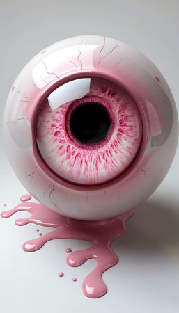 Eye in pink paint splashing on white background. 3d renderの素材