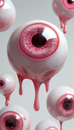 Halloween eyeballs and blood drops. 3d illustration. Abstract background.ai generated.の素材