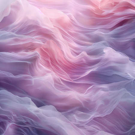 Abstract background with purple and pink wavy fabric. 3d renderingの素材