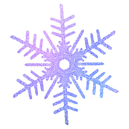 Colorful figured mosaic snowflake, snowflake ornament with colored circle shapesのイラスト素材