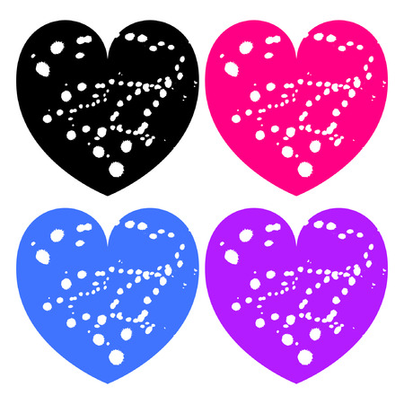 Colored heart shapes set, heart design icons with texturesのイラスト素材