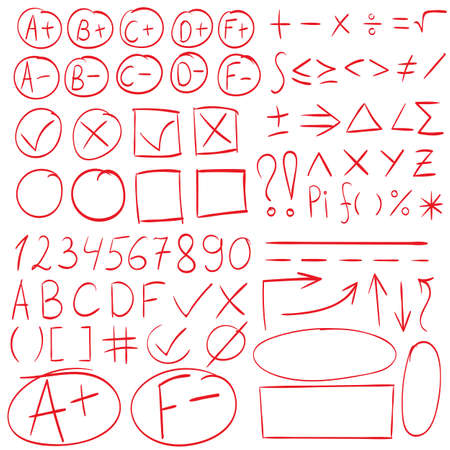 Arrows and abstract shapes doodle writing design vector set, blackのイラスト素材