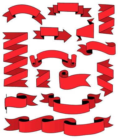 Vector ribbon set red colorのイラスト素材