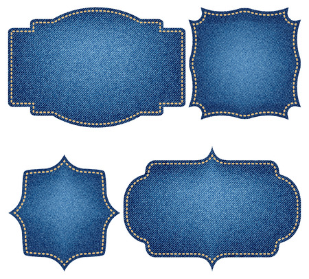 Vintage label set with denim textureのイラスト素材