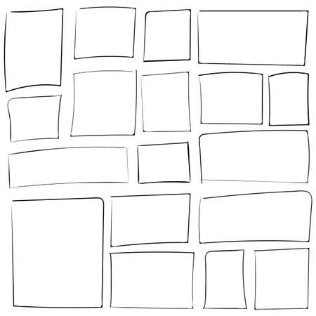 set hand drawn sketched square framesのイラスト素材