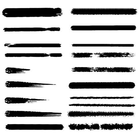 Hand painted ink brush strokes. Grunge brushes set.のイラスト素材