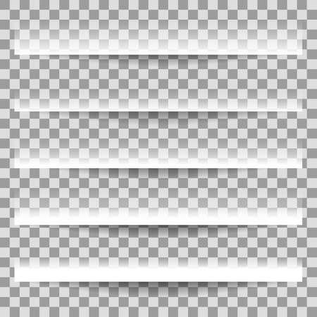 Transparent realistic paper shadow effect set. Web banner. Element for advertising and promotional message isolated on transparent background. Abstract vector illustration for your design and businessのイラスト素材