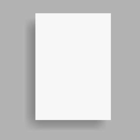 Vector White sheet of paper. Realistic empty paper note template of A4 format with soft shadows isolated on white backgroundのイラスト素材