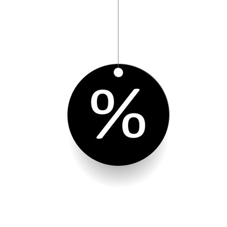 Hanging style percentage icon design. Discount shopping tag icon in flat style. Discount hanging label.のイラスト素材