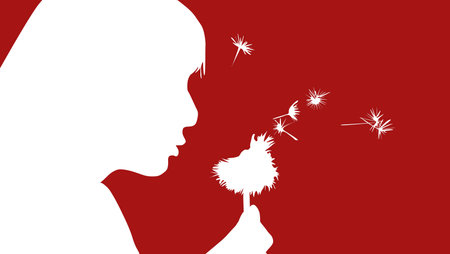 Girl Blowing Wishesのイラスト素材