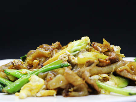 Fried rice noodles thai food background.の写真素材