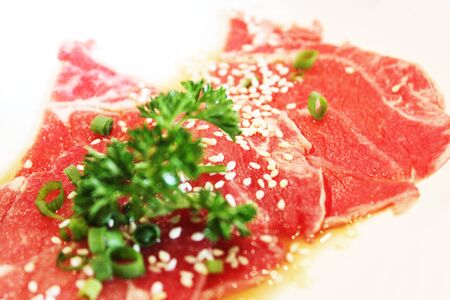 Raw beef striped backgroundの写真素材