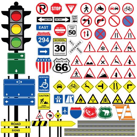 Traffic signs on white background.のイラスト素材