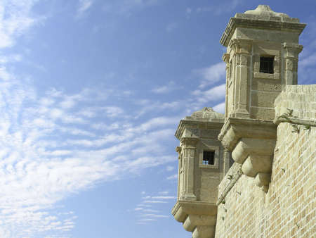   Turrets of old fortress, Akko, Israel