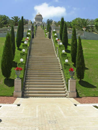 The stairs of Baha'i Templeの写真素材