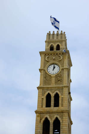 tower and flag of Israel, Akko, Israelの写真素材
