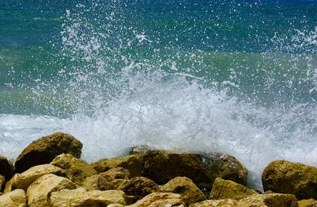 splash of breaking waves, Mediterranean Seaの写真素材
