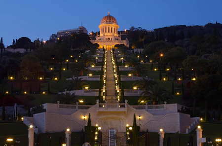 baha''i temple of Haifa at the dawnの写真素材